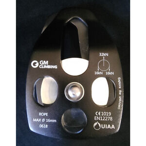 GM CLIMBING Black Large Rescue Pulley 32kN Single Sheave with Swing Plate CE